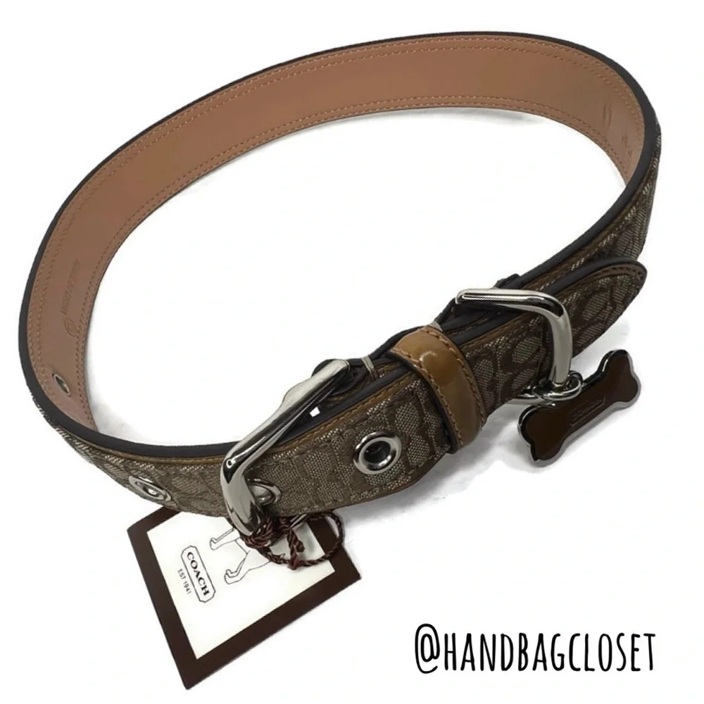 Coach Signature Leather Vintage Light Brown Tan Size Large 17-21” Dog Collar